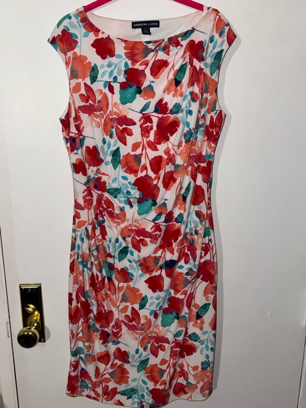 American Living Floral Midi Dress in Red & Teal